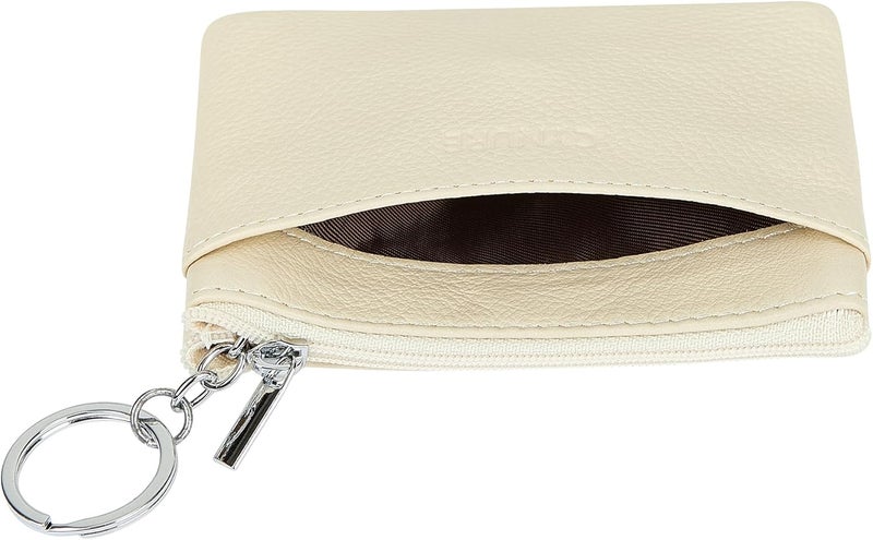 Cynure Women's Genuine Leather Coin Purse Mini Pouch Change Wallet with Keychain - Image 4