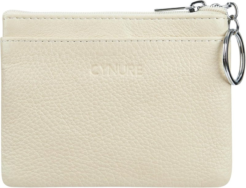 Cynure Women's Genuine Leather Coin Purse Mini Pouch Change Wallet with Keychain - Image 2