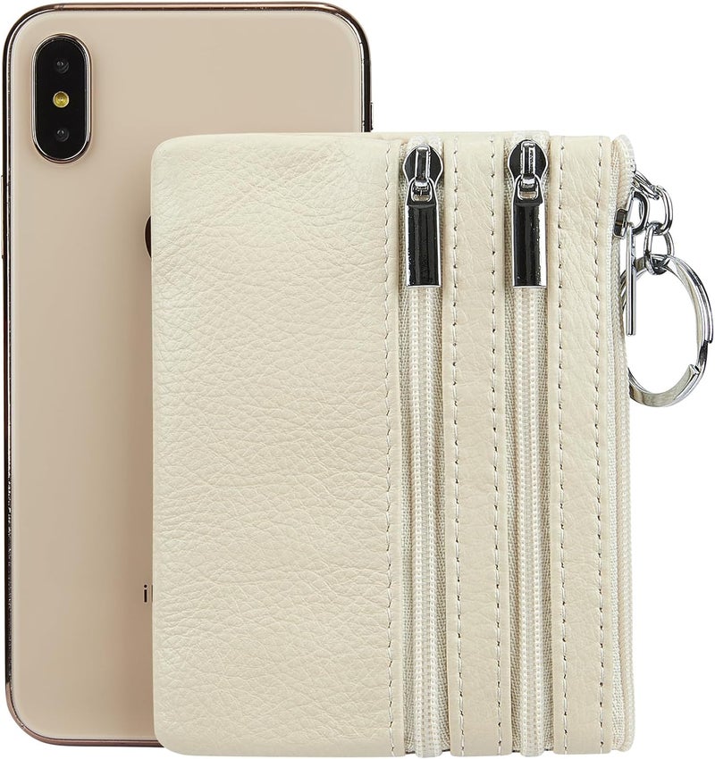 Cynure Women's Genuine Leather Coin Purse Mini Pouch Change Wallet with Keychain - Image 5