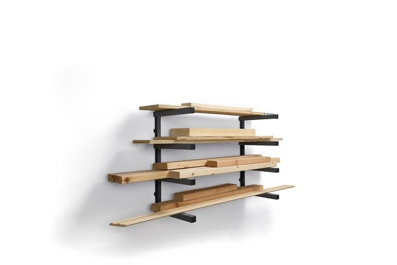 Bora 4-Level Lumber Storage Rack Wood and Garage Organization Space-Saving Metal Shelf for Pipes, Boards, Plywood, and Building Materials - PBR-004B Black Gray - Image 1
