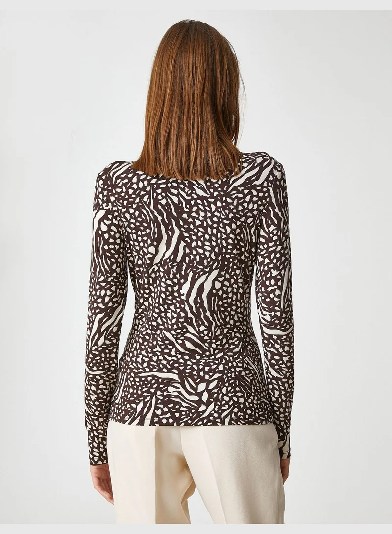 كوتون Long Sleeve T-Shirt Safari Printed Turtle Neck