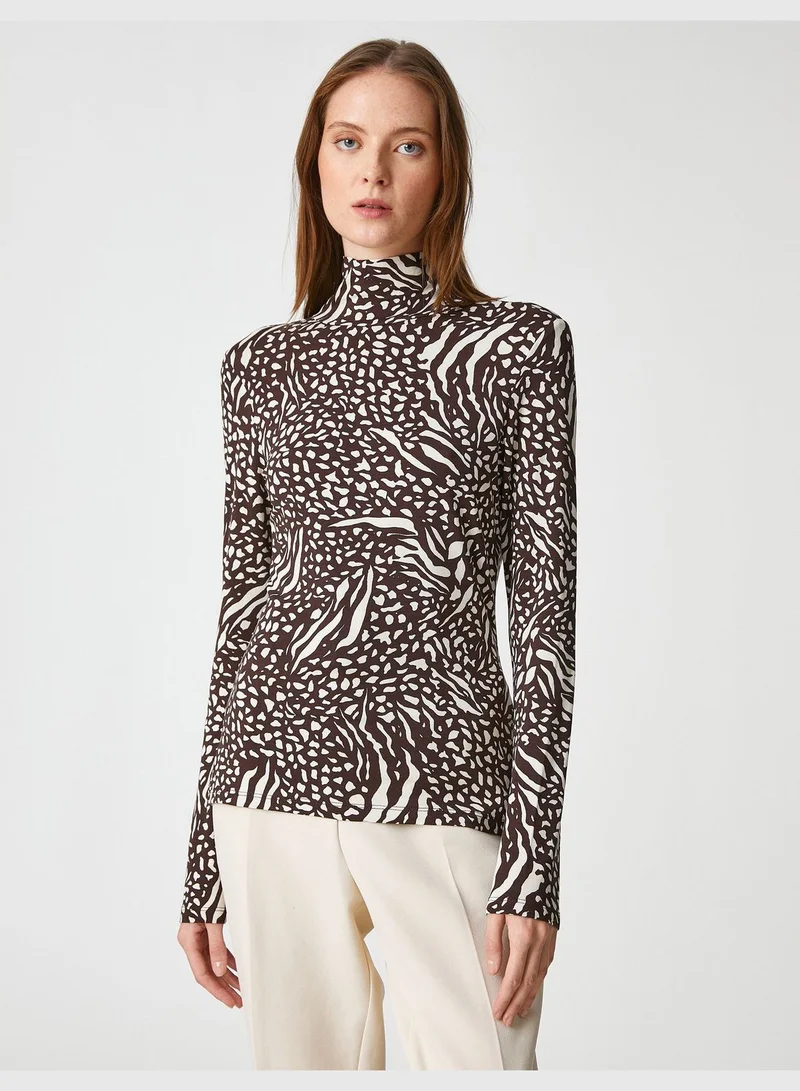 كوتون Long Sleeve T-Shirt Safari Printed Turtle Neck