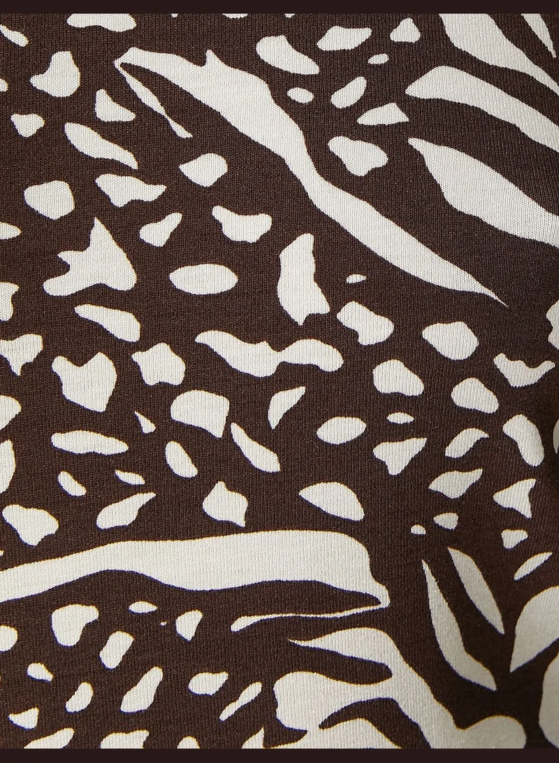 كوتون Long Sleeve T-Shirt Safari Printed Turtle Neck