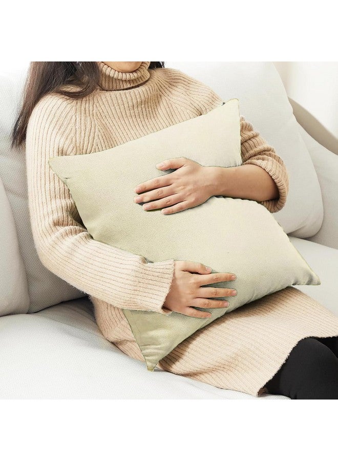 IVAZA IVAZA Velvet Decorative Cushion Cover 24x24 Inch - Set of 5, Soft Solid Square Throw Pillow Covers for Sofa, Living Room or Home Decor - 60x60cm Beige - Image 5