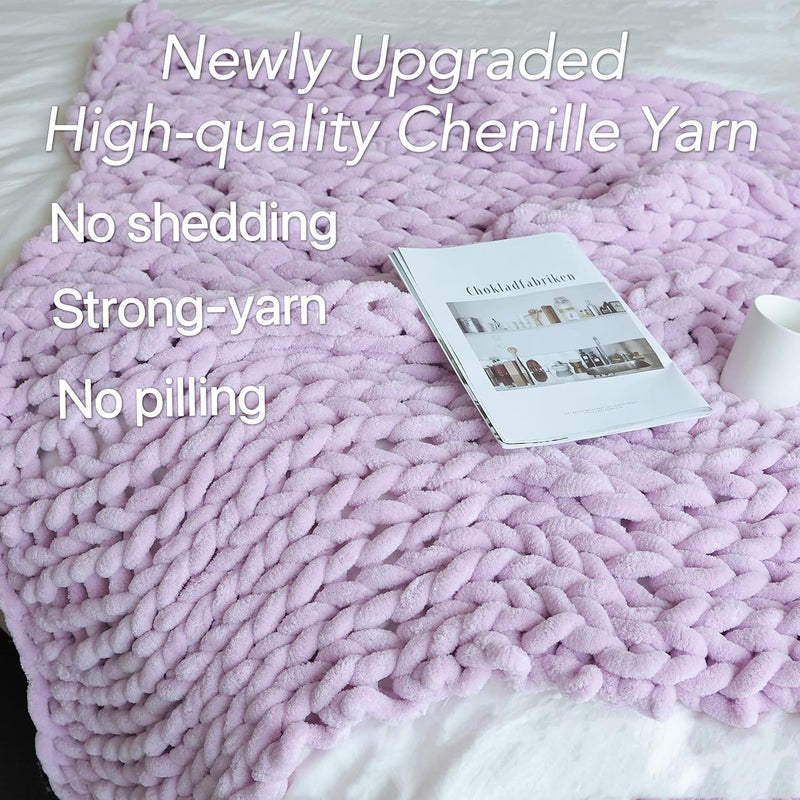 Maetoow Chenille Chunky Knit Blanket Throw （50×60 Inch）, Handmade Warm & Cozy Blanket Couch, Bed, Home Decor, Soft Breathable Fleece Banket, Christmas Thick and Giant Yarn Throws，Purple - Image 2