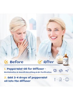 HIQILI Peppermint Essential Oil 3.38 Fl oz - 100% Pure Natural, Premium Therapeutic Grade with Glass Dropper for Air Freshening, Cleaning, Home, Garden, Indoor, Outdoor, Skin, Hair, Diffuser  - Image 2