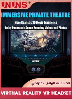 UNUNS سماعات الواقع الافتراضي، سماعات الواقع الافتراضي، نظارات الواقع الافتراضي ثلاثية الأبعاد لأفلام التلفزيون وألعاب الفيديو، سماعات الواقع الافتراضي ستيريو متوافقة مع شاشة iPhone/Android مقاس 4.7"-7"، سماعات الواقع الافتراضي للأطفال والكبار، أسود  - Image 5