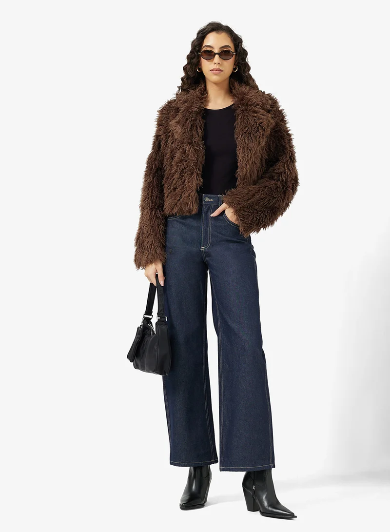 Ginger Faux Fur Lapel Collar Jacket