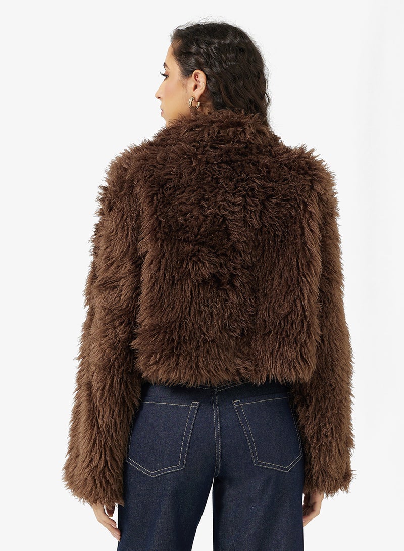 جينجر جاكيت بياقة من الفرو الصناعي - Image 2