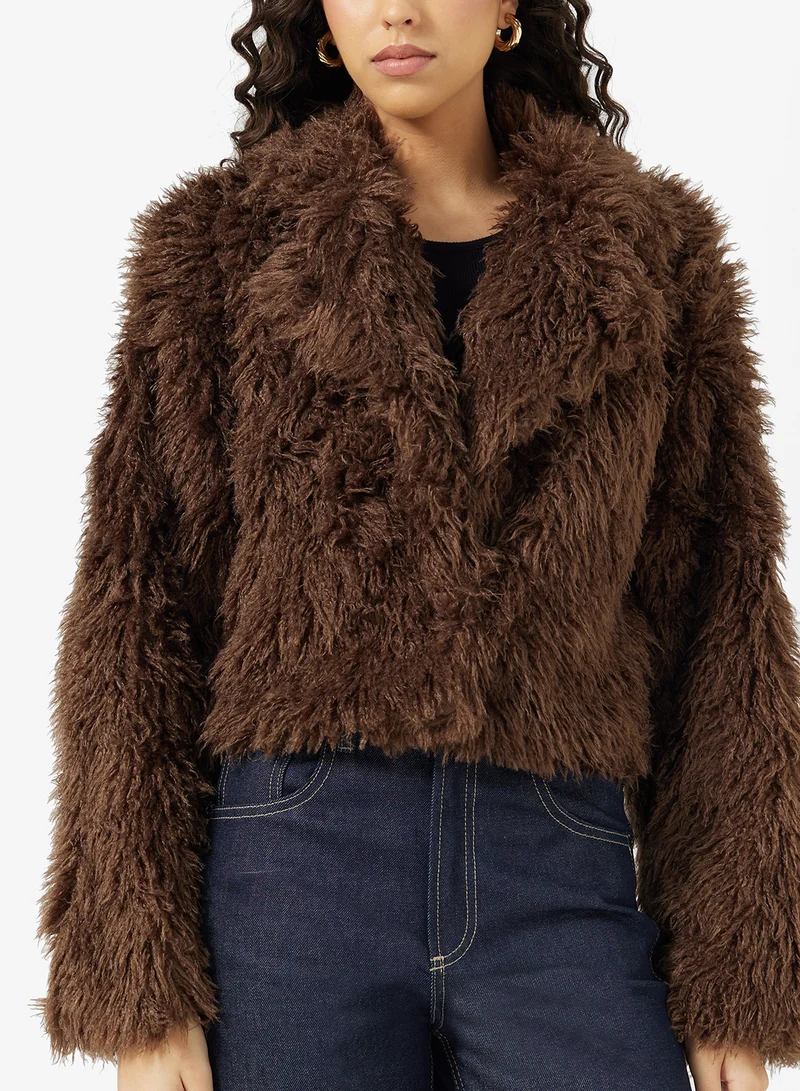 Ginger Faux Fur Lapel Collar Jacket