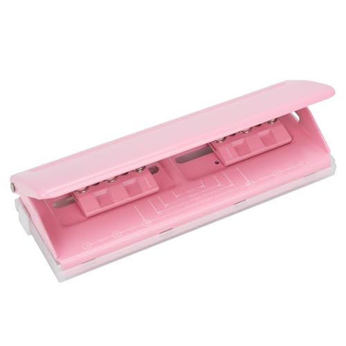 LYHLYA Adjustable 6-Hole Punch - Metal Hole Puncher for A4/A5/A6, Personal & Pocket Planners - 6-Ring Binder Puncher 6-Sheet Capacity, Non-Slip Base, with Ruler & Hole Guide (Pink) - Image 3