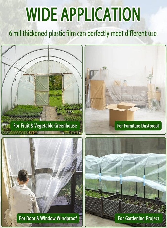LSGCQ 6 mil Greenhouse Plastic Film Sheeting Cover 8 x 26 Ft UV Resistant Clear Polyethylene Film Green House Hoop Farm Plastic Cover for Gardening, Farming, Agriculture - Image 5