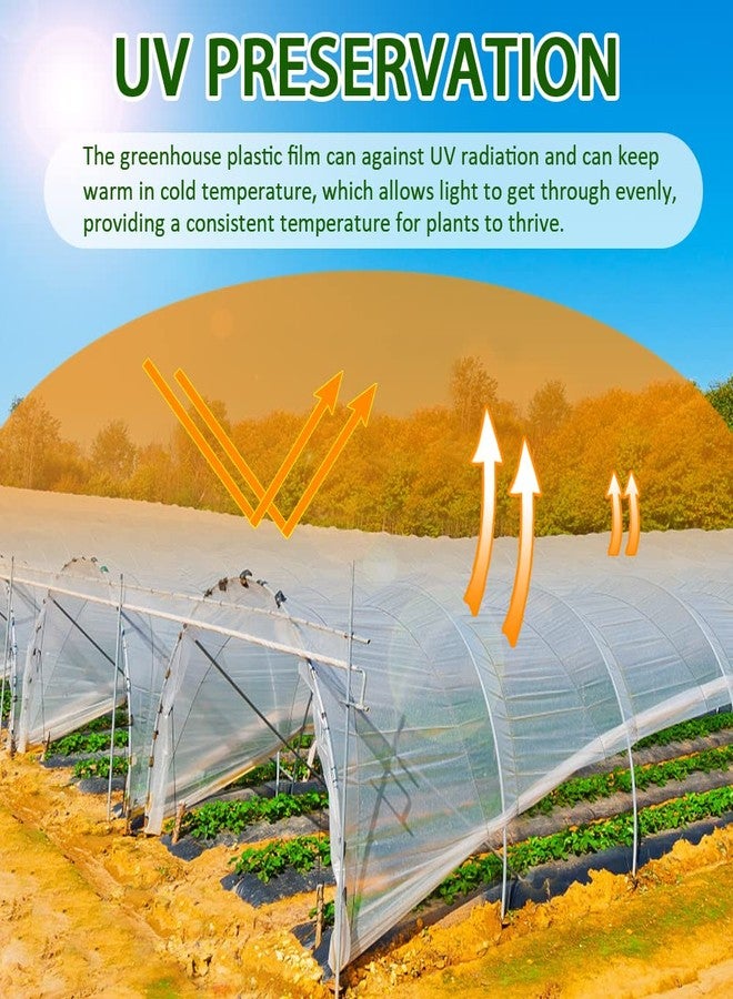 LSGCQ 6 mil Greenhouse Plastic Film Sheeting Cover 8 x 26 Ft UV Resistant Clear Polyethylene Film Green House Hoop Farm Plastic Cover for Gardening, Farming, Agriculture - Image 3