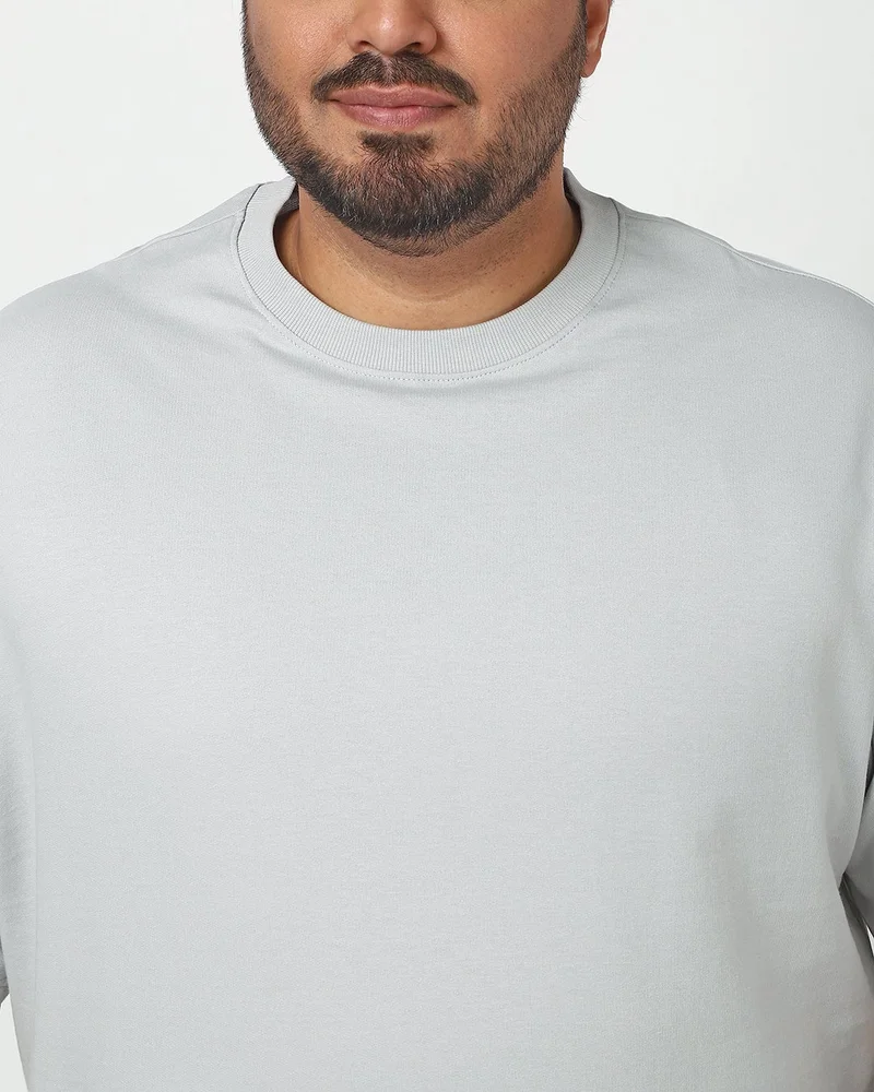 bewakoof  Men's Vapour Blue Oversized Plus Size T-shirt for Men | Best Price UAE