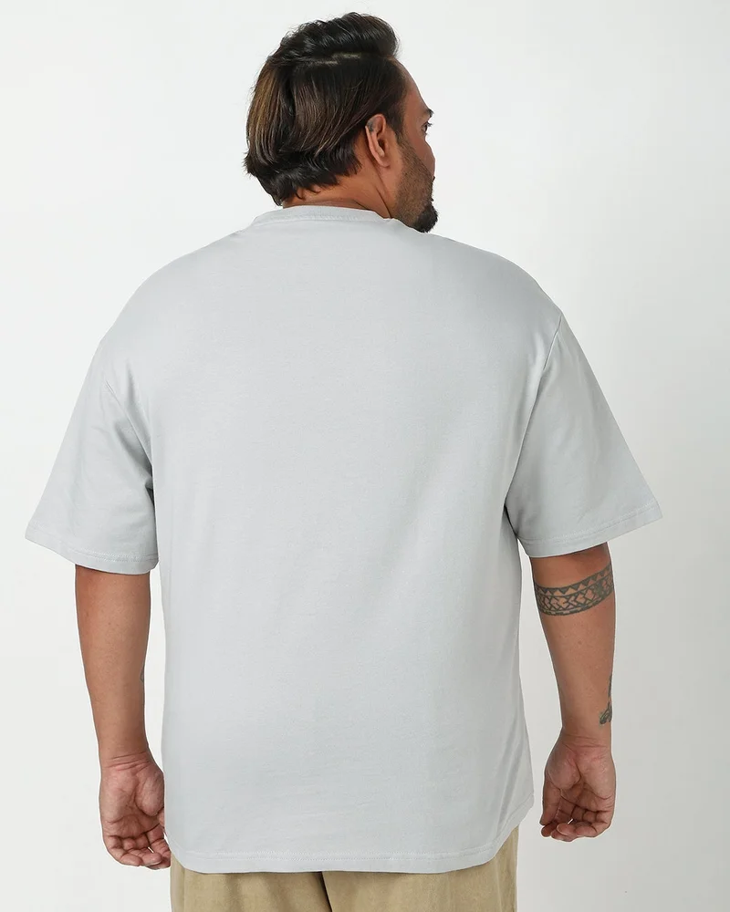 bewakoof  Men's Vapour Blue Oversized Plus Size T-shirt for Men | Best Price UAE