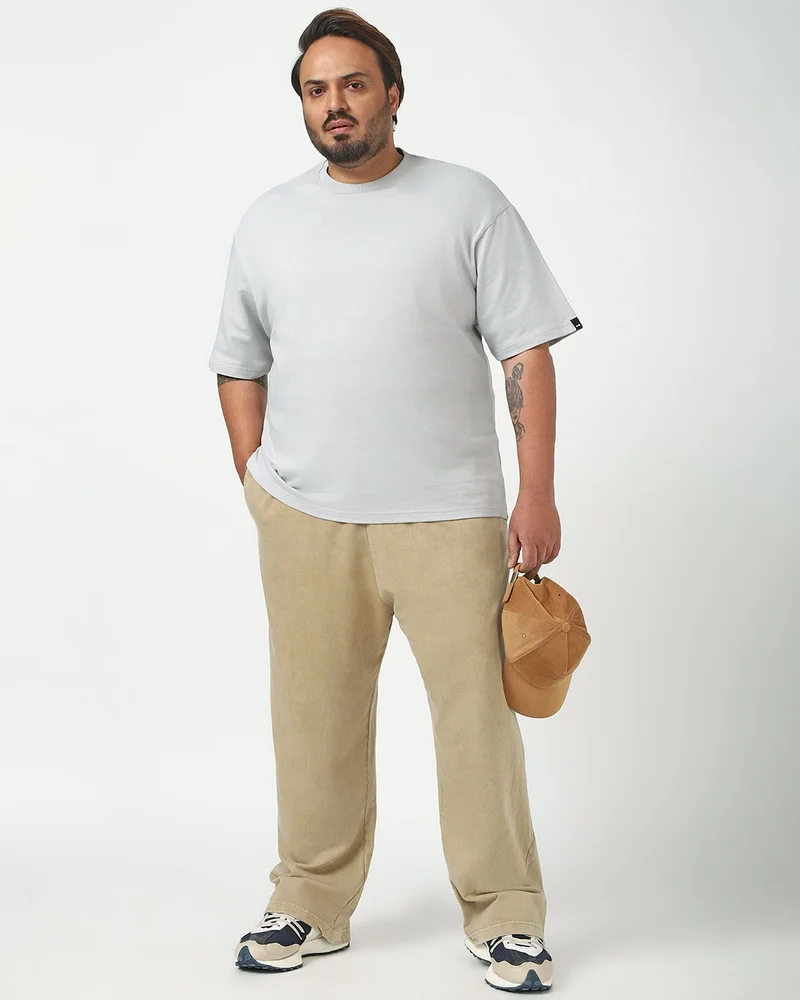 bewakoof  Men's Vapour Blue Oversized Plus Size T-shirt for Men | Best Price UAE