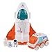 Jomifin Spaceship Toy for Boys Girls Space Shuttle Toys with LightsSound 3 Astronauts Figure Openable Cockpit Spray Exhaust Astro Venture Space Playset with Lunar car Orange - Image 2