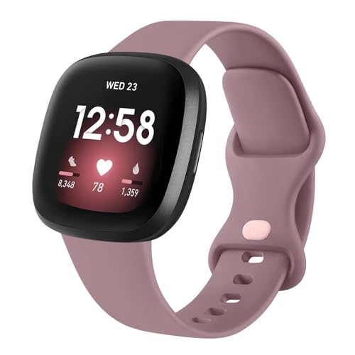 Meliya Soft Strap for Fitbit Versa 4 / Versa 3 / Sense 2 / Sense(Watch Not Included), Flexible Premium Elastomer TPU Adjustable Watch Straps, Sport Replacement Band for Women Men (L,Smokey Mauve) - Image 1