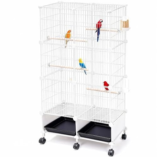 JTACHIONG Large Bird Cage, Parakeet Cage with Detachable Stand & Wheels,Bird Cage arakeet Cage with Bird Slide-Out Tray, Wooden Perches, Rolling Stand, Wide Flight Birdcage for Parrot Cockatiel Conure Budgie - Image 1