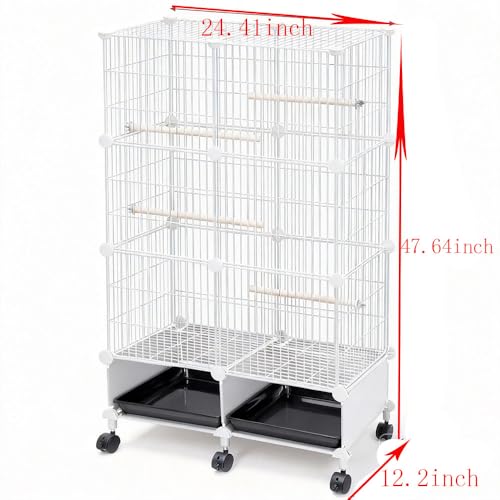 JTACHIONG Large Bird Cage, Parakeet Cage with Detachable Stand & Wheels,Bird Cage arakeet Cage with Bird Slide-Out Tray, Wooden Perches, Rolling Stand, Wide Flight Birdcage for Parrot Cockatiel Conure Budgie - Image 2
