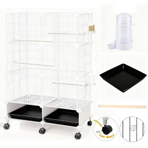 JTACHIONG Large Bird Cage, Parakeet Cage with Detachable Stand & Wheels,Bird Cage arakeet Cage with Bird Slide-Out Tray, Wooden Perches, Rolling Stand, Wide Flight Birdcage for Parrot Cockatiel Conure Budgie - Image 3