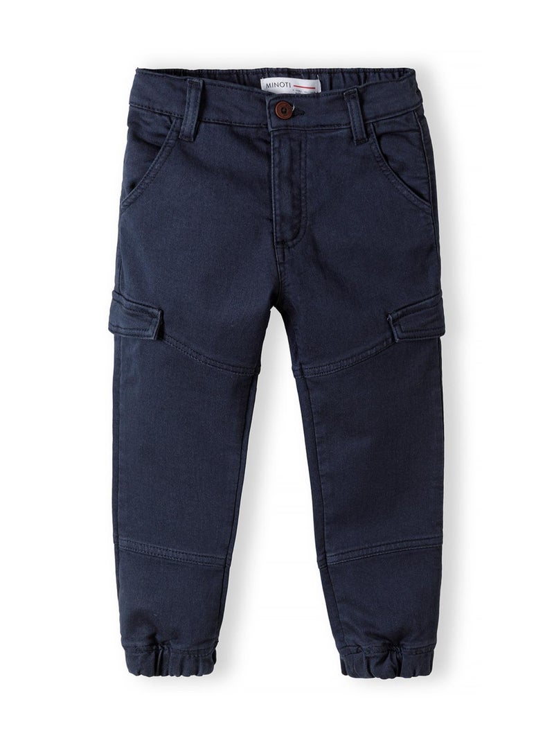 MINOTI Kids' Twill Cargo Trousers with Elastic Waist and Cuffed Ankles  - Image 1