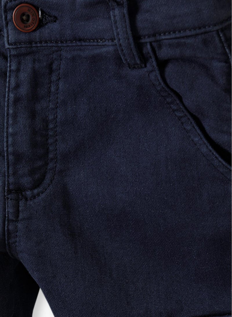 MINOTI Kids' Twill Cargo Trousers with Elastic Waist and Cuffed Ankles  - Image 3