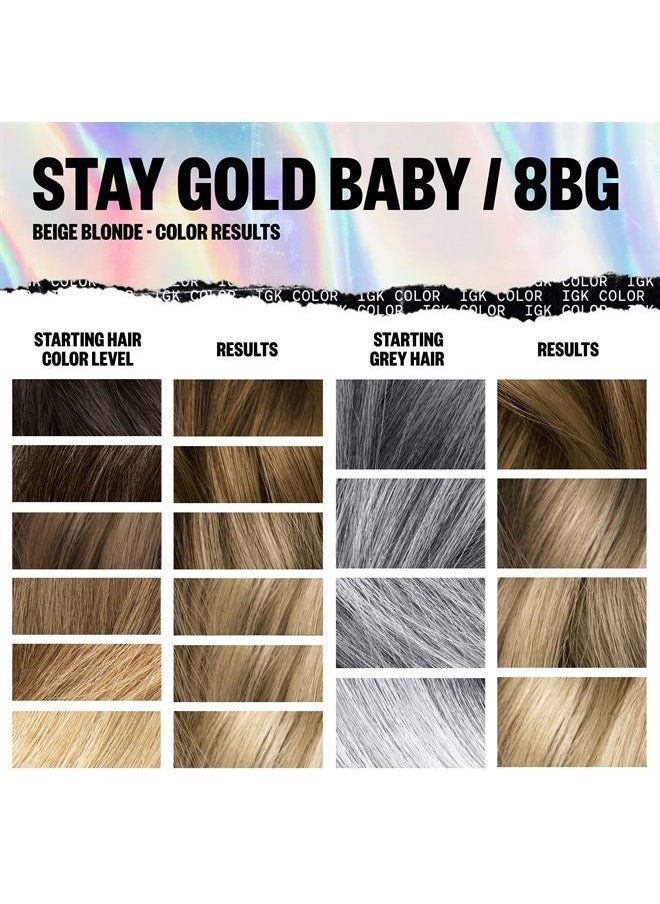 iGK Permanent Color Kit STAY GOLD BABY - Beige Blonde 8BG | Easy Application + Strengthen + Shine | Vegan + Cruelty Free + Ammonia Free | 4.75 Oz 