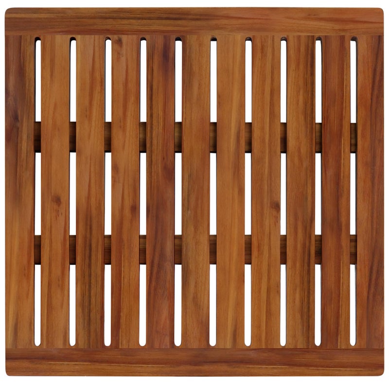 DEMIGO Acacia Wood Shower Mat 21x21 Inches by Demigo, Luxury Bath Mat Non Slip for Bathroom Bathtub Shower Spa Garden Home, Wooden Floor Mat Square Large for Outdoor and Indoor - Image 1