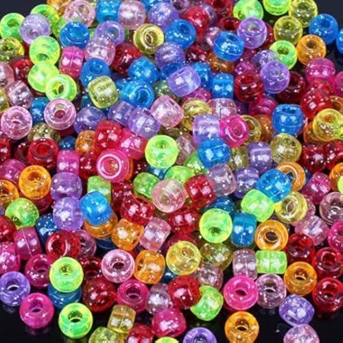 BALABEAD Glitter Color Mixed Pony Beads for Friendship Bracelet Making Size 6x9mm 1000pcs - Image 1