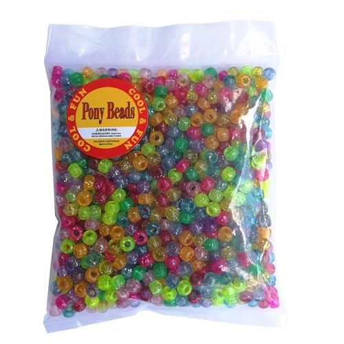 BALABEAD Glitter Color Mixed Pony Beads for Friendship Bracelet Making Size 6x9mm 1000pcs - Image 3