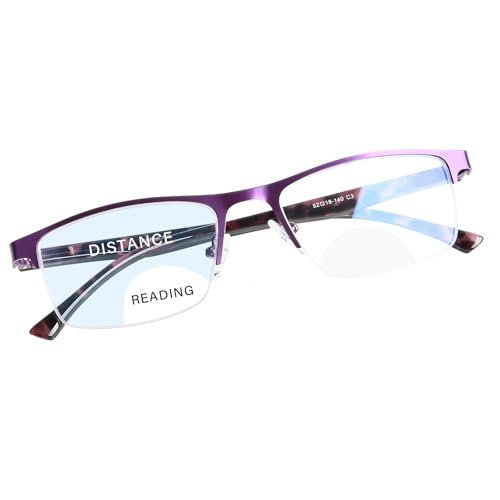 FONHCOO Bifocal Reading Glasses for Women Men, Metal Half Frame Blue Light Blocking Readers - Image 1