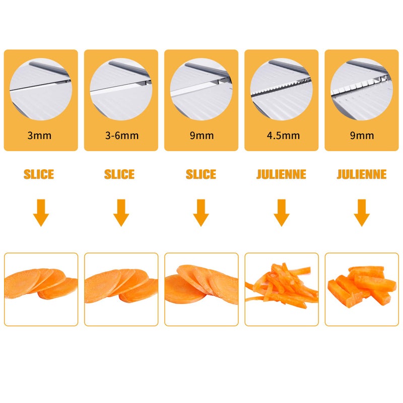 domucoly Mandoline Slicer for Kitchen, Adjustable Stainless Steel Food Vegetable Potato Onion Slicer French Fry Cutter, Slicer Julienne with Cut-Resistant Gloves - Image 5