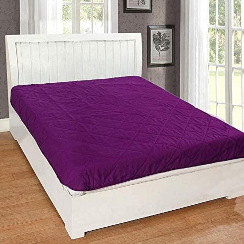 Rajasthan Crafts Microfiber Double Bed Waterproof and Dust Proof Mattress Protector, Purple, Queen Size Bed (60inch x 72inch) (TC-MP001-6072-H) - Image 1