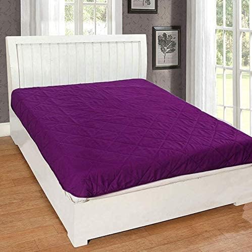 Rajasthan Crafts Microfiber Double Bed Waterproof and Dust Proof Mattress Protector, Purple, Queen Size Bed (60inch x 72inch) (TC-MP001-6072-H) - Image 2