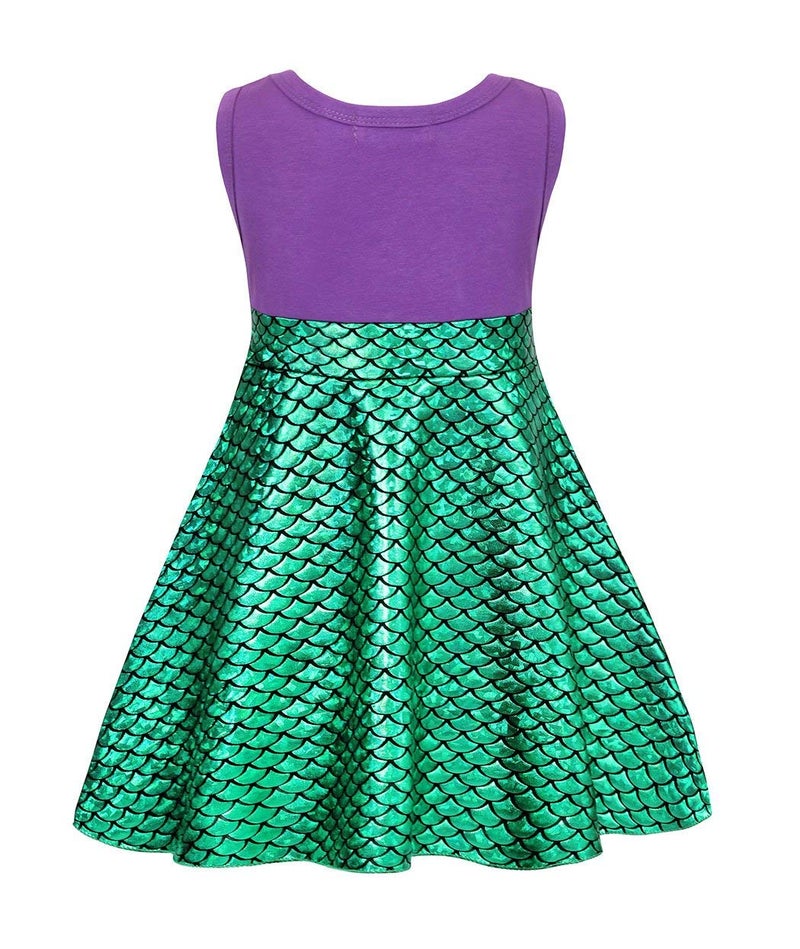 Henzworld Litle Girls Princess Dress Up Kids Mermaid Costume Party Birthday Gifts Halloween Outfit Fish Scale Cosplay Role Play Mermaid Clothes 4T Toddler 4-5 Years - Image 2