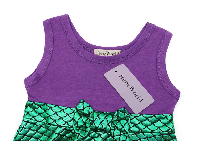 Henzworld Litle Girls Princess Dress Up Kids Mermaid Costume Party Birthday Gifts Halloween Outfit Fish Scale Cosplay Role Play Mermaid Clothes 4T Toddler 4-5 Years - Image 4