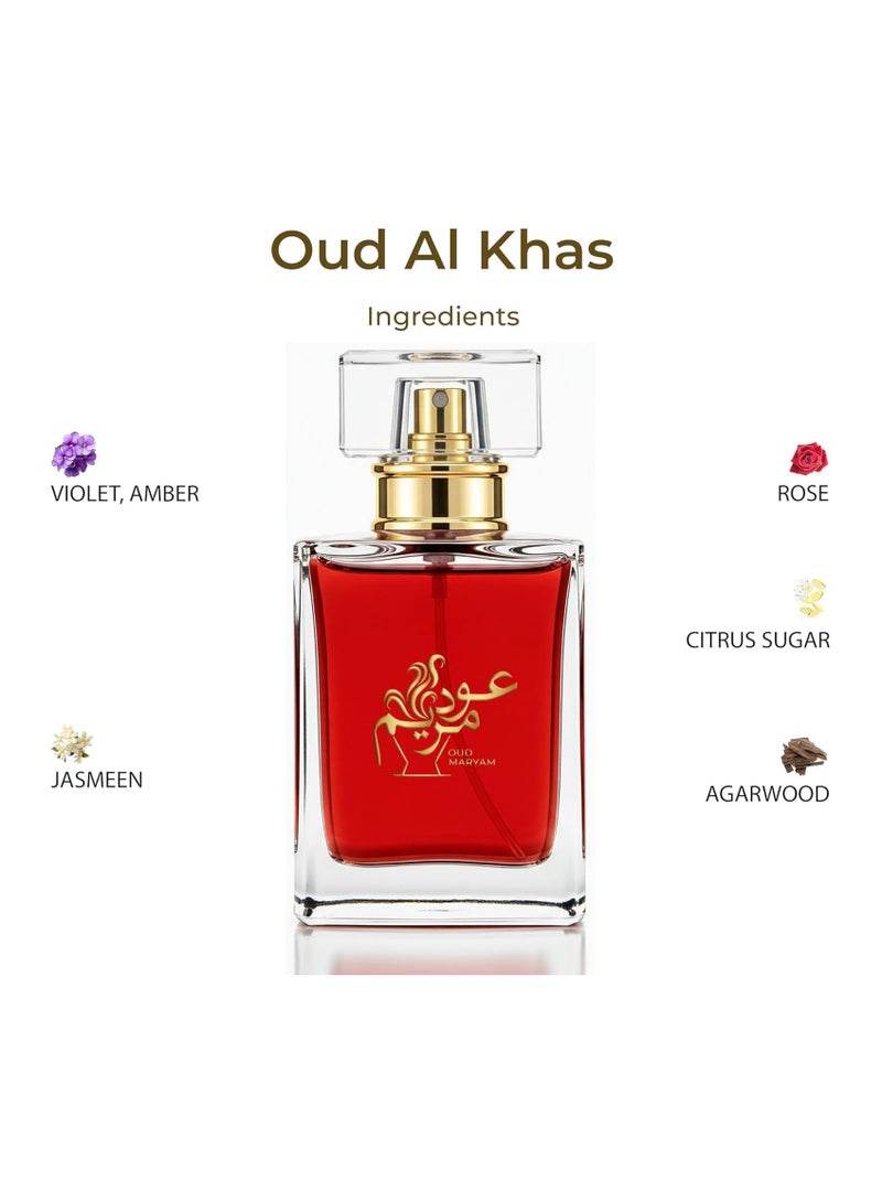 OUD MARYAM OUD MARYAM Oud Al Khas 50ML Unisex Long-Lasting Arabian Perfume - 24-36 Hours long lasting Scent - Premium Rose, Citrus, Agarwood & Jasmine - Image 3