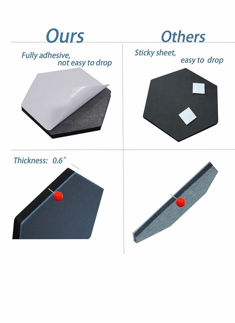 SYOSI Self Adhesive Bulletin Boards 10Pcs 15cm Hexagon Self Adhesive Felt Board Tiles with Push Pins Hexagon Bulletin Board for Walls Felt Cork Pin Board for Pictures Photos Memos  - Image 4