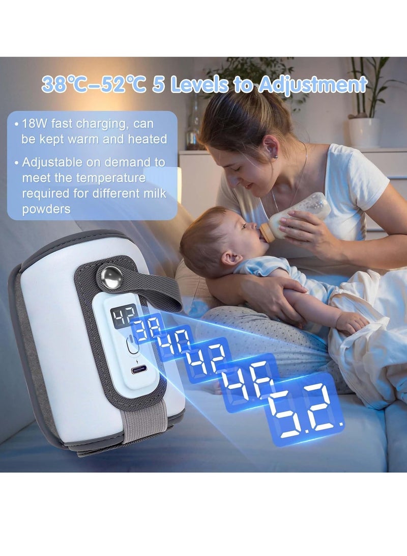 [Upgrade] Portable Bottle Warmer, Baby Milk Warmer for All Bottles, Rapid Heating Accurate Temperature Control with LED Display, USB Warmer Bottle Suitable for Home and Outing (Blue)