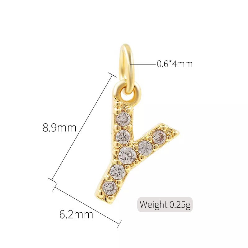 Exquisite simple micro inlaid zircon English 26 letter pendant necklace women 14k gold color pendant diy jewelry accessories H-10332（Y）