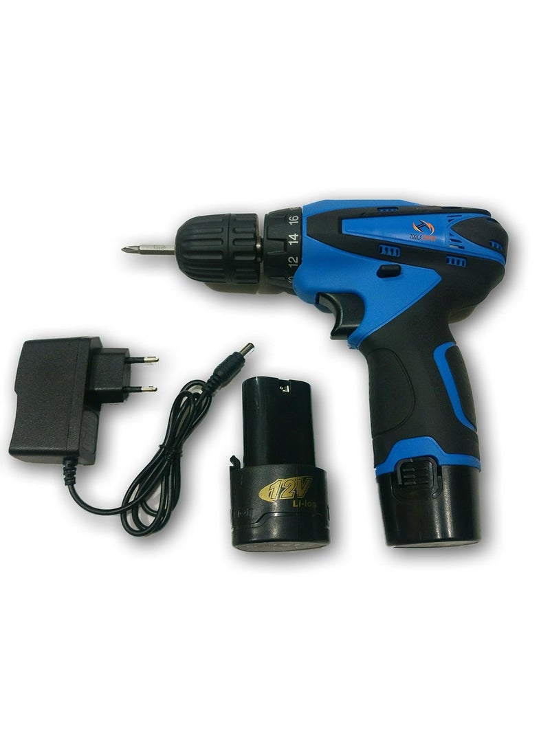 KROST - KROST panther cordless without flexishaft Plastic Cordless Screwdriver Machine of 12V LiIon with Free Bit and Carry Case Blue - Image 1