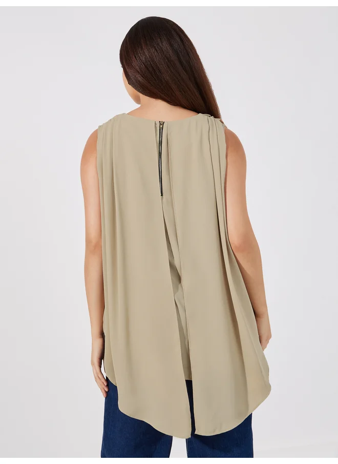 Aria Romance ARIA ROMANCE Double Layer Detail Sleeveless Top