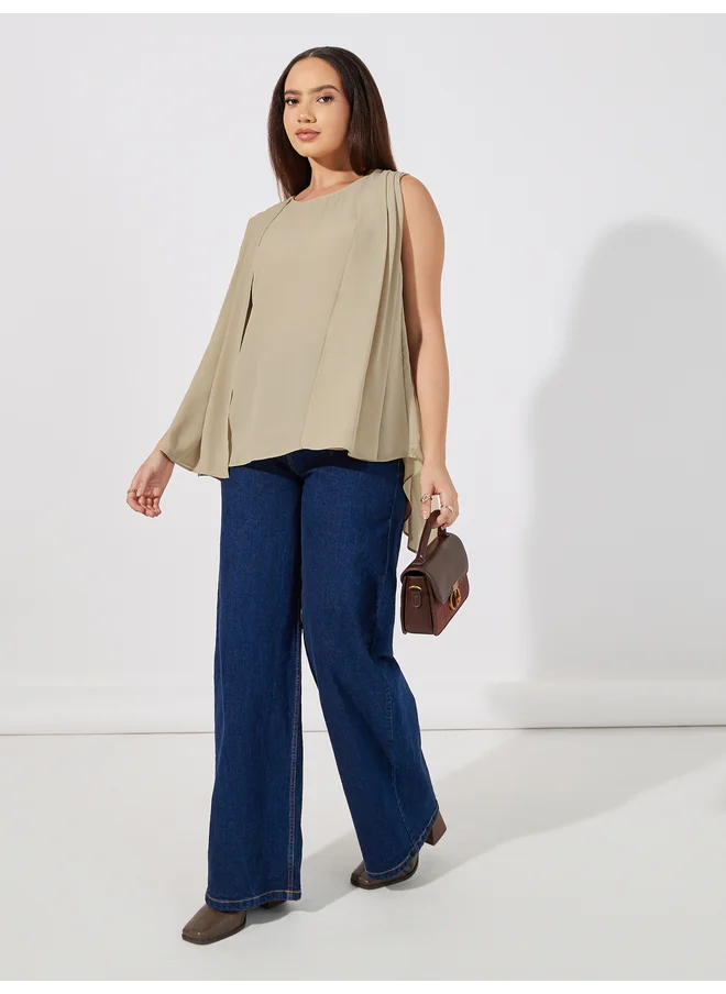Aria Romance ARIA ROMANCE Double Layer Detail Sleeveless Top