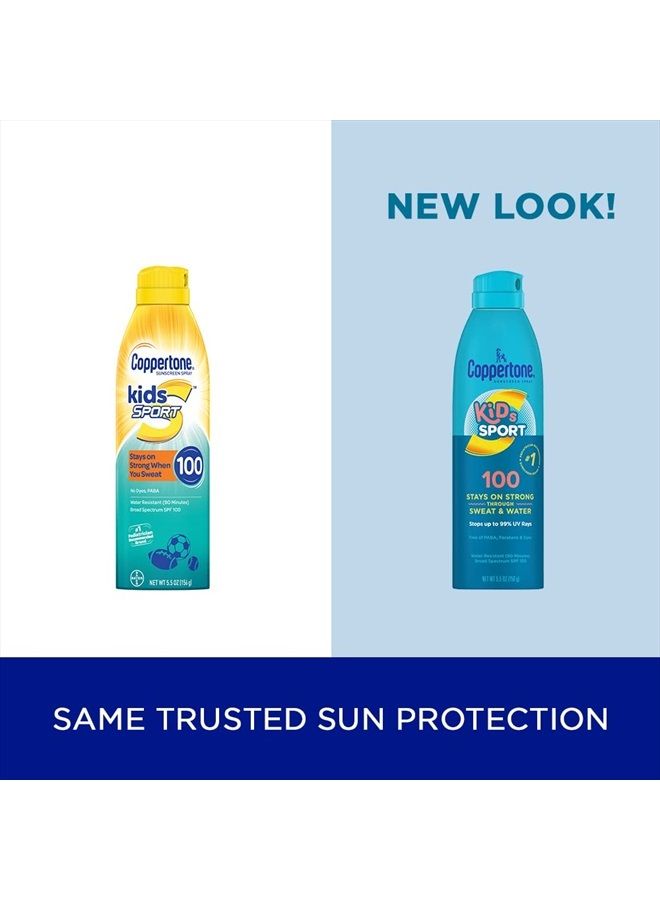 Coppertone سبراي واقي شمس للأطفال SPORT SPF 100، مقاوم للماء، سبراي واقي شمس مستمر للأطفال، واقي شمس طيف واسع SPF 100، 5.5 أونصة سبراي - Image 2
