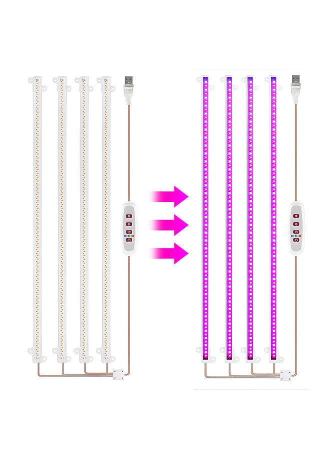 Generic LED Plant Grow Light Strips 8W 84+84LED 22.7lm Bright Grow Lamp with 8H/12H/16H Timer 5 Dimmable Brightness Growth Light for Green House Hydroponics Succulent 4 Bars  - Image 1