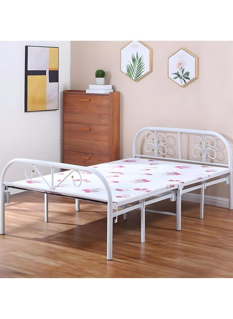 Comfortable and portable foldable metal single bed suitable for narrow spaces, 190 x 90 x 70 cm