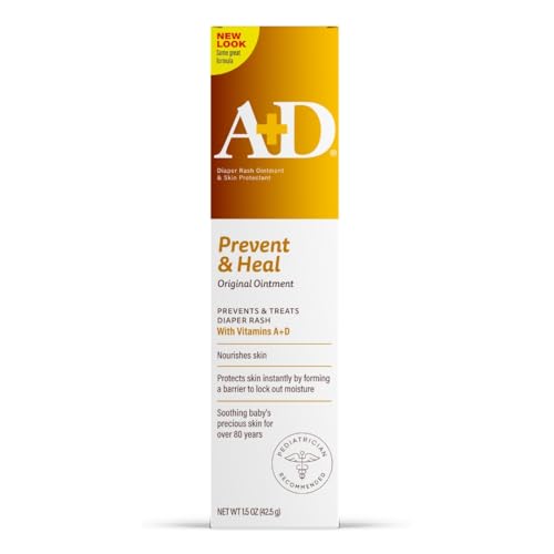 A + D A+D Original Diaper Rash Ointment, Baby Skin Protectant with Lanolin and Petrolatum, Seals Out Wetness, Helps Prevent Diaper Rash, 1.5 Ounce Tube, Packaging May Vary