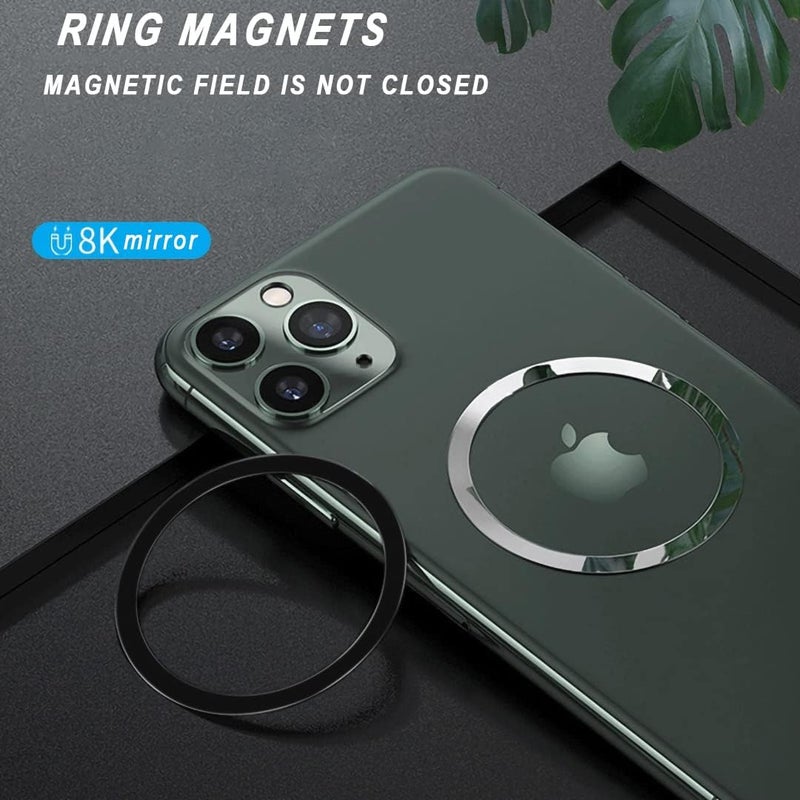 IOUALEY Connectable modular 12 Pack Universal Metal Rings Compatible with MagSafe Magnetic Wireless Charger, Ultra Thin Rings Sticker Compatible with iPhone 17 16 15 14 13 Pro Mini Max Galaxy S21 Car Charger (NO Magnet), Black Simple multifunctional build - Image 5