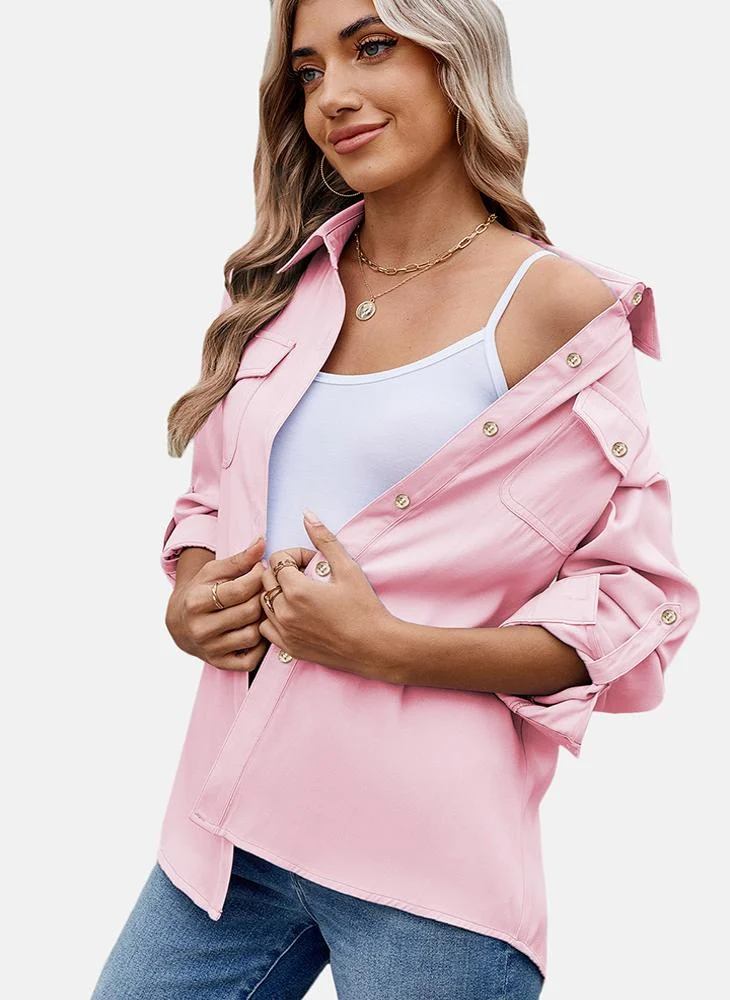 YUNIQEE Pink Plain Regular Fit Shirt